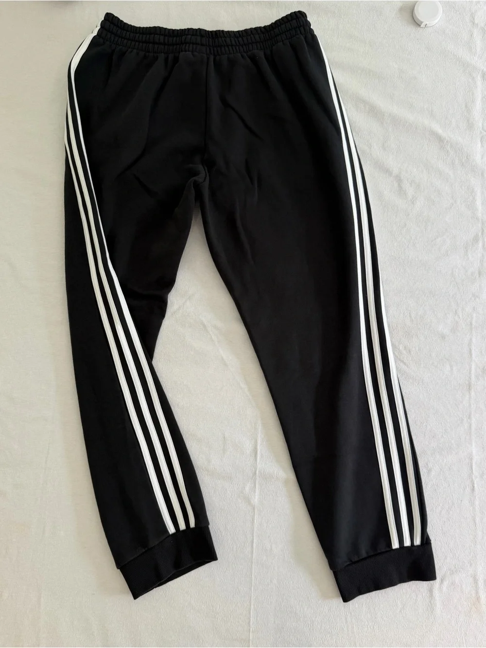 Adidas Mens Black Jogger Track Pants with White Stripes Large